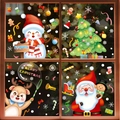 Autocollants de Noël pour fenêtre avec Père Noël, bonhomme de neige et renne sur vitre - Ensemble de 4 (Bonhomme de neige/Sapin/Cerf/Père Noël)