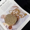 Golden heart-shaped evening clutch bag with sparkling rhinestones and chain strap - Gold Heart Big Rhinestone