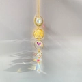 Detailed view of Tree of Life suncatcher with rainbow crystals and golden moon charm - Citrine Tree of Life
