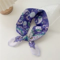 Deep purple paisley print linen-cotton square scarf with soft draping on white surface - Purple Paisley-Zigzag Frame