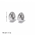 Orecchino a clip a goccia in metallo argento minimalista con finitura a specchio - Piccolo / Platino