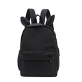 Black rabbit ear backpack with large capacity and Japanese minimalist school bag design - Black