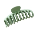 Matte light green plastic shark hair claw clip for women on white background - Dark Green