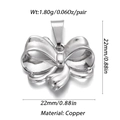 Silver bow pendant in copper for DIY jewelry, 22mm x 22mm size and 1.80g weight detail - YSN007-16 Silver Small Bow