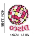 Detailed view of pink Disco theme embroidery patch with dimensions 6x4.6cm - No.8-Disco Ball