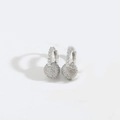 Elegant silver circle earrings with paved white zircon globes and a minimalist design - Full Zircon Ball