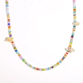 Collar de cuentas de colores con tres colgantes de concha y acero chapado en oro 18K - Collar Colorido de Concha de Acrílico-8