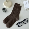 Calze marroni a maglia con fiocco decorativo e trama a coste in stile giapponese - Taglia unica / caffè