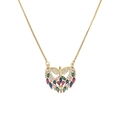 Collana dorata con pendente a pavone vivace e pietre di zircone multicolore lucide - Fenice/Farfalla / Oro