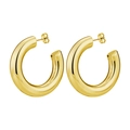Polierte goldene hohle C-förmige Creolen für Damen aus hochwertigem Edelstahl-Material - 5.0*30mm / Gold