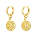 Symmetric gold spiral hoop earrings with polished metallic finish on white background - Spiral Coil Drop / Gold