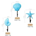 Blue shell and starfish wall hooks in resin with metal hangers and dimensions - Sky Blue Ocean Set of 3