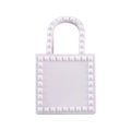 Pink PVC jelly handbag with stylish pyramid studs and water resistant material - White