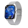 Silver smart watch with metallic mesh band and 1.83-inch square touch screen display - Single Steel Strap / Silver