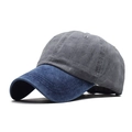 Grey and blue two-tone washed cotton baseball cap with curved brim and six-panel crown - Adjustable / Navy Front Grey Back