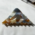 French style triangle marble pattern acetate hair claw clip in brown and beige - Sea Salt