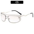 Y2K vintage metal sunglasses in silver frame with transparent lenses, C5 model variant - Silver Frame Gradient Silver Lens