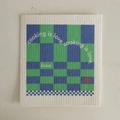Blue and green checkered compressed wood pulp sponge cloth with cooking is love text - Klein Blue Checkerboard