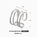 Minimalistischer mehrlagiger Edelstahlring in Silber mit 1,4 cm und 1,7 cm Maßen - Verstellbarer Linienstil (ZN1141) / Stahlfarbe