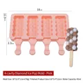 Moule à glace en silicone rose 4 cavités avec texture diamant et dimensions précises - Rose