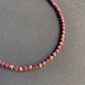 Handmade beaded necklace featuring purple marble stone beads and golden metal accents - 14#