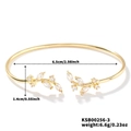 Detail view of gold willow leaf bangle with cubic zirconia inlay and measurements - 16K Gold White Zirconia