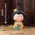 Statuina donna stile Tang B in hanfu giallo-verde, ornamento in resina 7,5x6x10cm - Stile B Scacchi