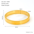 Detailed size specifications for a gold-plated 18K stainless steel flat bangle bracelet - 10mm Width (ZB2021G-10mm)