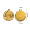 18K gold plated stainless steel sun and moon round pendant with 21mm height and 18mm width - AA-Gold Star Moon Pattern