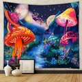 Arazzo psichedelico con funghi, astronauta e luna per decorazione murale della stanza - 73*95CM / Tessuto Spazzolato