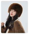 Winter faux fur trapper hat in dark brown featuring warm ear flaps for cold weather - One Size / Coffee