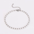 Detalle de pulsera de perlas con cuentas plateadas y cierre de langosta ajustable - Pulsera Color Plata (4mm)