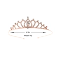 Diadème cœur rose doré pour filles avec strass clairs et dimensions affichées - Couronne pavée au design de cœur en or rose (Style 35)