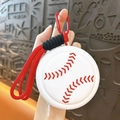 Petit porte-monnaie créatif en silicone forme baseball avec cordon rouge et clip - Baseball