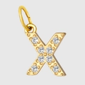 Gold plated letter X pendant with sparkling cubic zirconia stones for DIY jewelry - Letter X