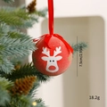 Sparkly red Christmas ball with white reindeer and gold stars, 7.5cm festive ornament - Cartoon Elk