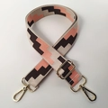Tracolla jacquard colorata da 3,8cm con ganci in metallo dorato per borse da donna - Chiusura in Argento / Cachi