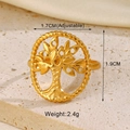 Macro shot of gold tree of life open ring with detailed size and weight dimensions - Gold Tree of Life Ring