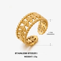 Dreilagiger 18K vergoldeter Edelstahlring mit verstellbarem Blattdesign für Damen - Einstellbar Offen / Gold