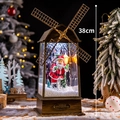 38cm bronze Christmas windmill lamp with Santa figure and automatic snow effect - Bronze Santa Claus Windmill / 38cm