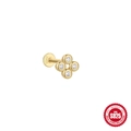 Gold plated S925 sterling silver four-leaf clover stud earrings with sparkling zircons - Single Gold #8 (Four Leaf Clover)