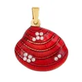 Pendentif coquillage émaillé rouge avec perles blanches et bélière dorée - K645754-Red Shell