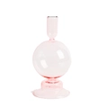 Pink transparent glass candle holder with unique spherical base in a studio setting - Pink Sphere Base Tall Cup (C)