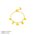 Bracciale dorato in acciaio inossidabile con ciondoli a stella marina e tartaruga - Braccialetto Elementi Marini con Pendenti Multipli Oro