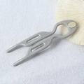 Minimalist grey U-shaped hair fork pin with an oval gold metal accent for women - 9cm Fishtail Double Prong (Labeled Grey) / 9cm U-Shaped Hair Fork / Gray