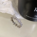 Elegant S925 sterling silver eternity ring featuring rectangular cut clear gemstones - JZ0806-Eternity Band