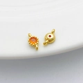 14K gold filled small round charm with orange cubic zirconia for DIY jewelry making - Double Loop 4*8mm / Orange Red