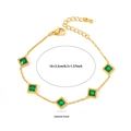 18K gold plated stainless steel bracelet featuring five square green emerald gemstones - Square Green Zircon