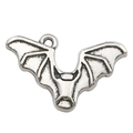Antique silver bat pendant charm with detailed wing texture for Halloween DIY jewelry - 1pc Small Bat 15x24mm (Antique Silver)