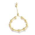 Detail of adjustable gold beaded bracelet featuring polished metallic finish and slide clasp - 4+8mm / Gold